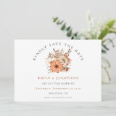 Moderne herfst Floral QR Code Wedding Save The Date (Staand voorkant)