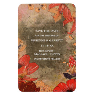 Moderne  Herfst Floral Save the Date Magneet