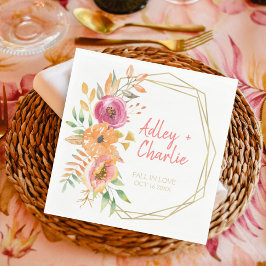 Moderne Herfst Floral Waterverf Coral Magenta Show Servet