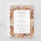 Moderne Herfst Floral Wedding Invitation Kaart (Voorkant)