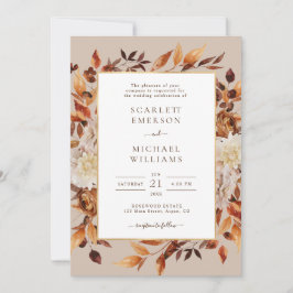 Moderne Herfst Floral Wedding Invitation Kaart