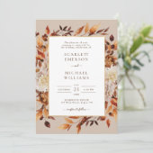 Moderne Herfst Floral Wedding Invitation Kaart (Staand voorkant)