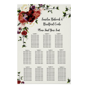 Moderne Herfst Floral Wedding Seating Chart Perfect Poster