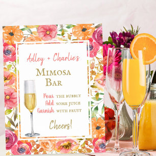 Moderne herfst florale brunch bruiloft Mimosa Poster