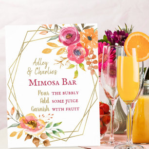 Moderne herfst florale brunch bruiloft Mimosa Poster