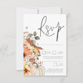 Moderne herfst Florals Pumpkin QR Code RSVP Kaartje