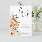 Moderne herfst Florals Pumpkin QR Code RSVP Kaartje (Staand voorkant)