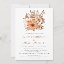 Moderne herfst Florals QR Code Wedding Kaart