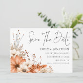 Moderne herfst Florals QR Code Wedding Save The Date (Staand voorkant)