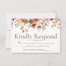 Moderne Herfst Foliage Bloemen Bruiloft RSVP Kaart