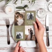 Moderne herfst fotocollage save the date trouwdag kaart