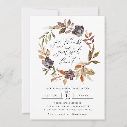 Moderne Herfst Geef Bedankt Friendsgiving Thanksgi Kaart (Voorkant)