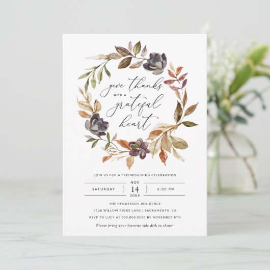 Moderne Herfst Geef Bedankt Friendsgiving Thanksgi Kaart (Staand voorkant)