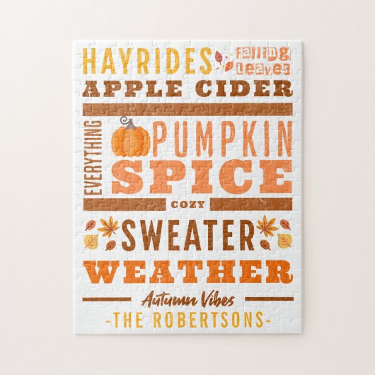 Moderne herfst geïnspireerde Herfst Vibes geperson Legpuzzel (Verticaal)