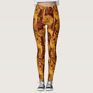 Moderne herfst geometrisch bloempatroon leggings