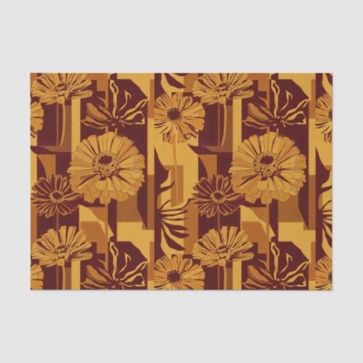Moderne herfst geometrisch bloempatroon tissuepapier (Voorkant)