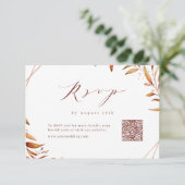 Moderne Herfst Geometrische rustieke bruiloft QR-c RSVP Kaartje (Staand voorkant)