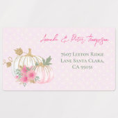 Moderne Herfst Gold White Greenery Pumpkin Floral Labels (Design 1)