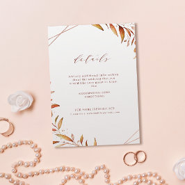 Moderne Herfst Greenery Geometric Rustic Wedding Informatiekaartje