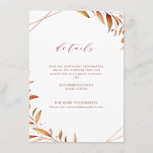 Moderne Herfst Greenery Geometric Rustic Wedding Informatiekaartje (Voorkant)