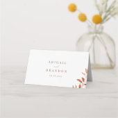 Moderne Herfst Greenery Geometric Rustic Wedding Plaatskaartje (Achterkant)