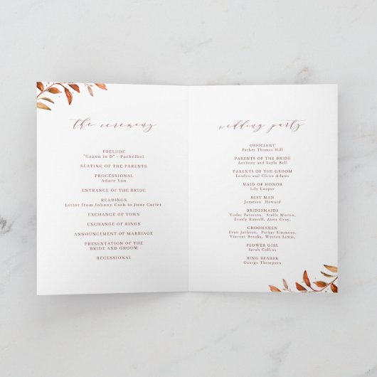 Moderne Herfst Greenery Geometric Rustic Wedding Programma (Binnen)