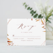 Moderne Herfst Greenery Geometric Rustic Wedding RSVP Kaartje (Staand voorkant)