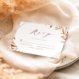 Moderne Herfst Greenery Geometric Rustic Wedding RSVP Kaartje