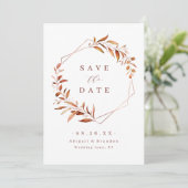 Moderne Herfst Greenery Geometric Rustic Wedding Save The Date (Staand voorkant)
