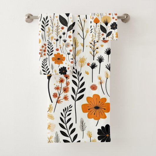 Moderne herfst Herfst Boho Botanische Bloemen Bad Handdoek (Insitu)