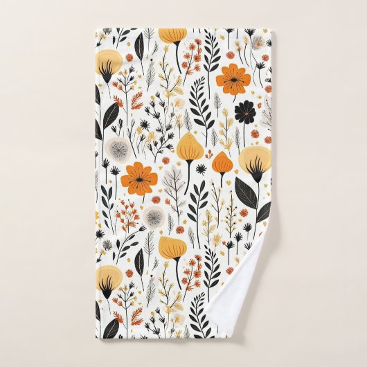 Moderne herfst Herfst Boho Botanische Bloemen Bad Handdoek (Handdoek)