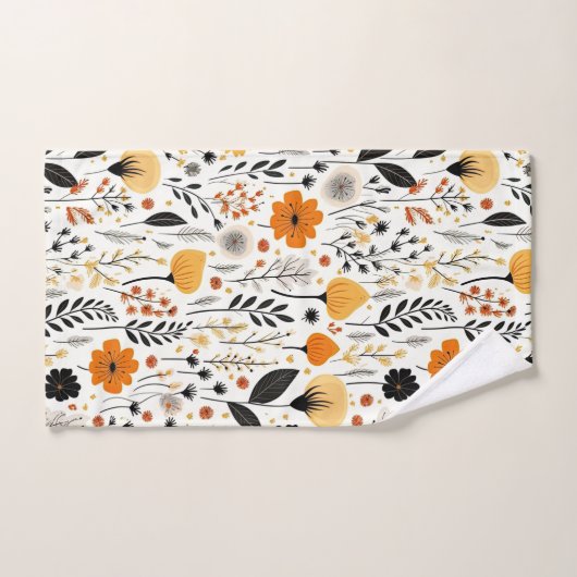 Moderne herfst Herfst Boho Botanische Bloemen Bad Handdoek (Handdoek)