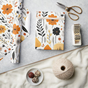 Moderne herfst Herfst Boho Botanische Bloemen Cadeaupapier