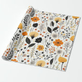 Moderne herfst Herfst Boho Botanische Bloemen Cadeaupapier (Uitgerold)