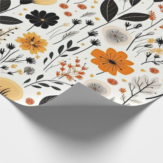 Moderne herfst Herfst Boho Botanische Bloemen Cadeaupapier (Hoek)