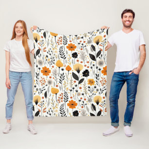 Moderne herfst Herfst Boho Botanische Bloemen Fleece Deken