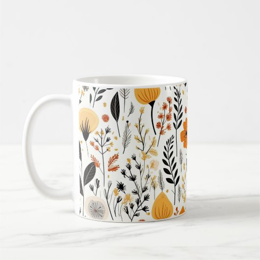 Moderne herfst Herfst Boho Botanische Bloemen Koffiemok (Links)