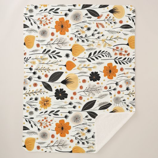Moderne herfst Herfst Boho Botanische Bloemen Sherpa Deken (Voorkant)