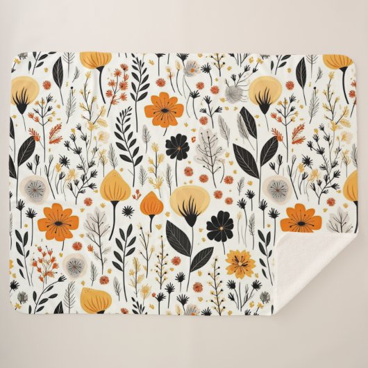 Moderne herfst Herfst Boho Botanische Bloemen Sherpa Deken (Voorkant (horizontaal))