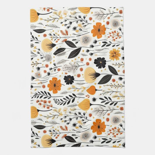 Moderne herfst Herfst Boho Botanische Bloemen Theedoek (Verticaal)