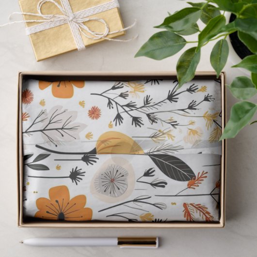Moderne herfst Herfst Boho Botanische Bloemen Tissuepapier (Geschenk)