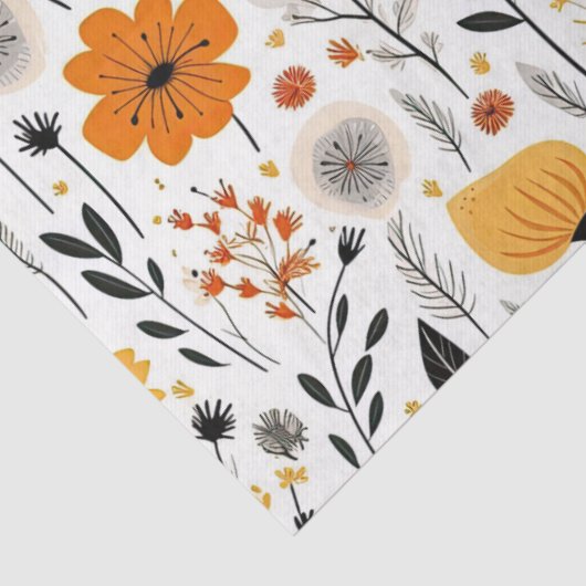 Moderne herfst Herfst Boho Botanische Bloemen Tissuepapier (Detail)