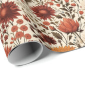 Moderne herfst Herfst Botanische Bloemen Cadeaupapier (Rol Hoek)