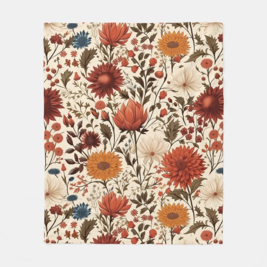 Moderne herfst Herfst Botanische Bloemen Fleece Deken (Voorkant)