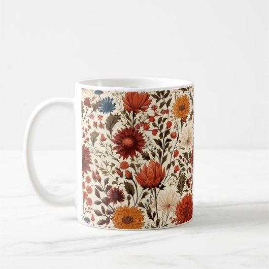Moderne herfst Herfst Botanische Bloemen Koffiemok (Links)