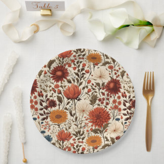 Moderne herfst Herfst Botanische Bloemen Papieren Bordje