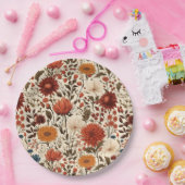 Moderne herfst Herfst Botanische Bloemen Papieren Bordje (Feest)