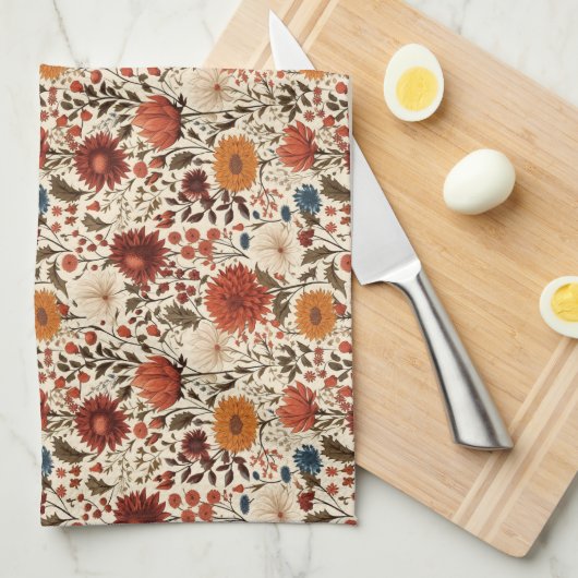 Moderne herfst Herfst Botanische Bloemen Theedoek (Quarter Fold)