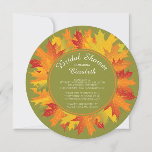 Moderne Herfst herfst Bridal Shower Kaart (Voorkant)
