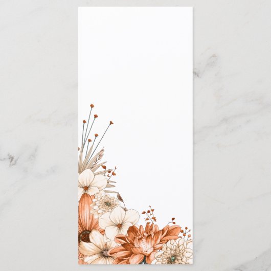 Moderne Herfst herfst Florals Foliage Wedding Menu (Achterkant)